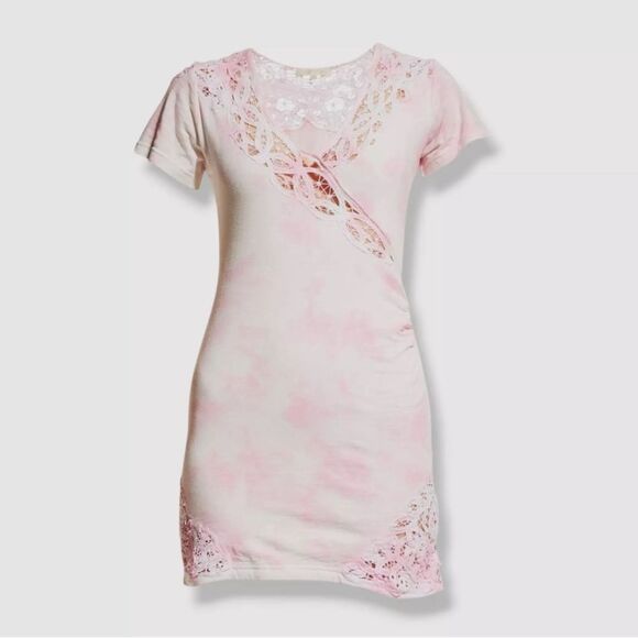 NEW LoveShackFancy Mildred Mini Wrap Dress in Island Pink Hand Dye Small - Picture 4 of 10